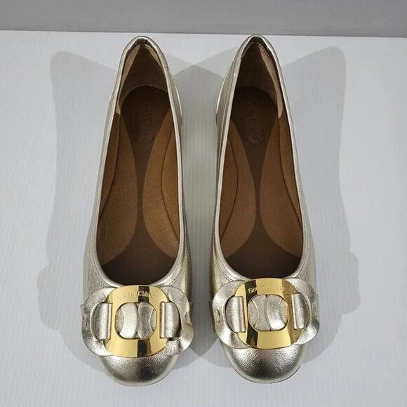 NEW See By Chloe Chany Ballet Flat Womens EU 40 Metallic Gold Leather Designer - Picture 4 of 14